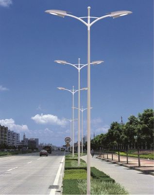 6M 8M 12M Galvanized Steel Pipe Round Bending Single Double Arm Outdoor Street Light Pole