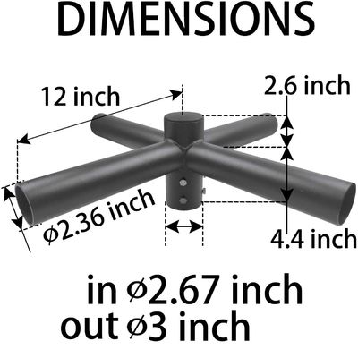 Single-side Bracket Light Pole Arm Bracket Quad Spoke 3" Tenon Adapter Fitting 3-10mm Thickness