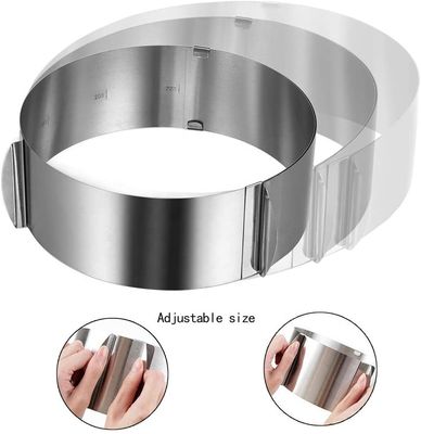 Adjustable Cake Mousse Mould with Stainless Steel Cake Ring 6-12 Inch Baking Decor