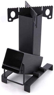 Upgrade Your Support Items with Custom Black Carbon Steel Wooden Burning Rocket Stove